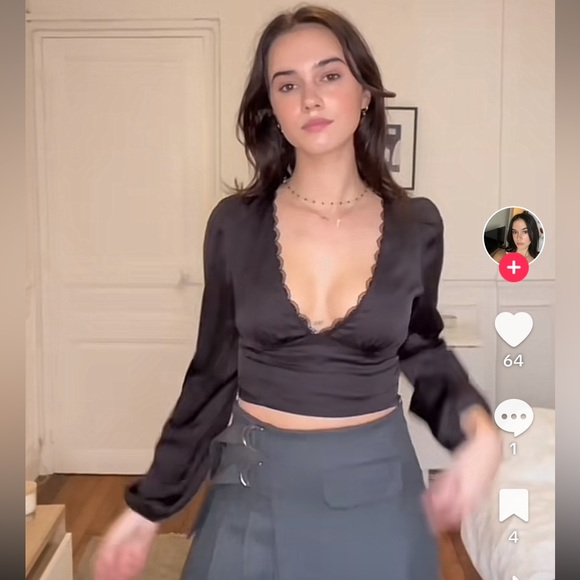 Zara SATIN LACE TOP BLACK | 9315/802/258/009 - Picture 3 of 4